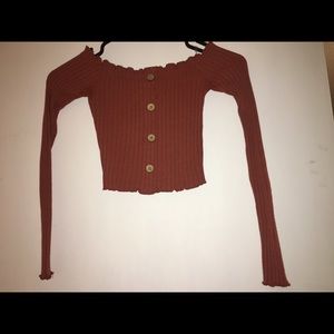 Burnt orange off the shoulder longsleeve size XS